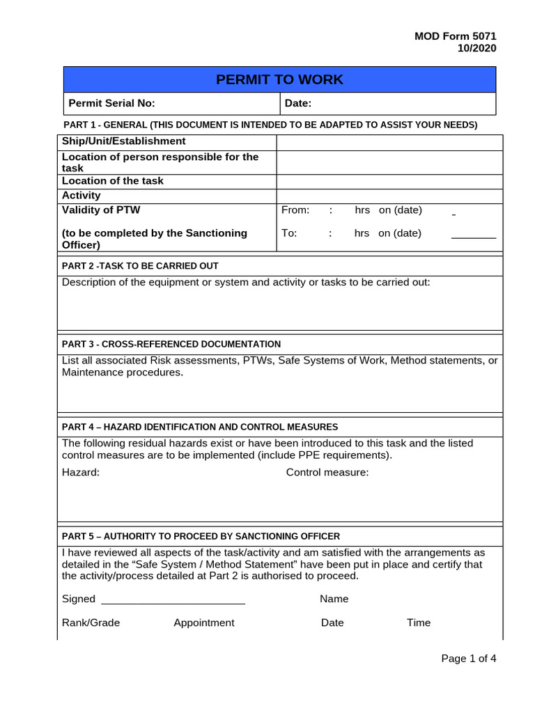 MOD Form 5071 | PDF