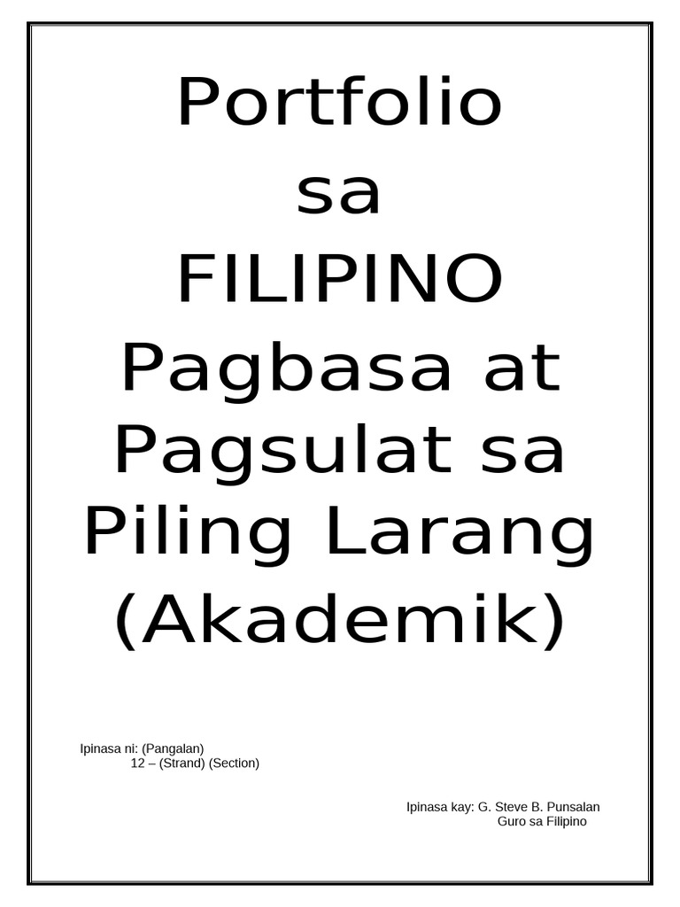 Filipino Sa Piling Larang Format | PDF