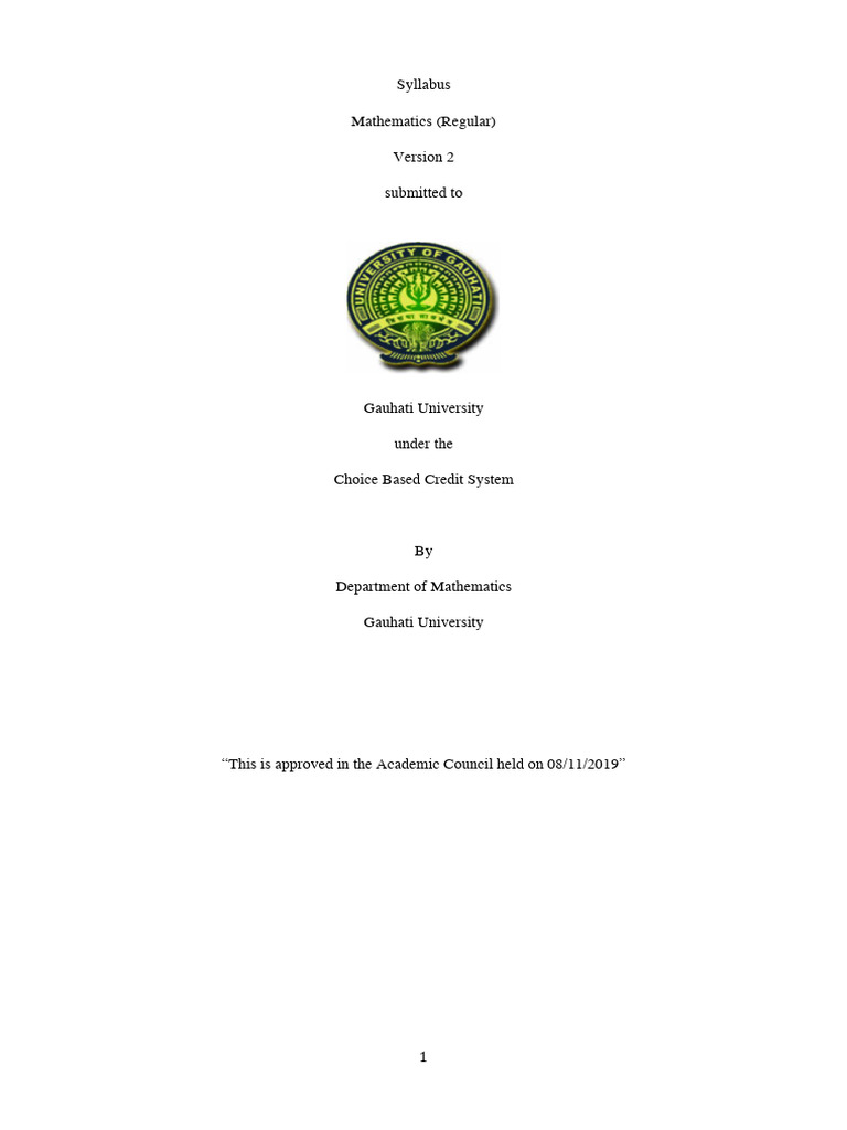 Syllabus Mathematics (Regular) Submitted To | PDF