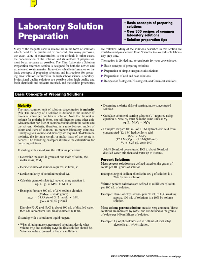 Laboratory Solution Preperation Guide 1712504448 | PDF