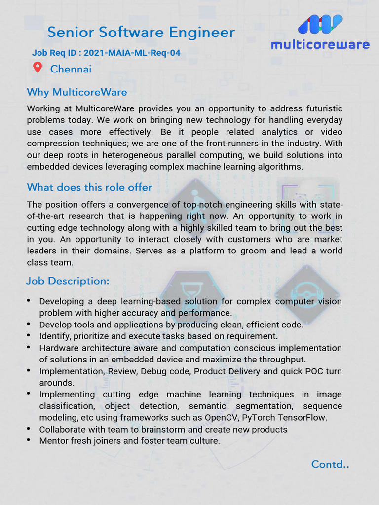 F&T - Senior - Software Engineer - JD | PDF | Computer Vision | Machine ...
