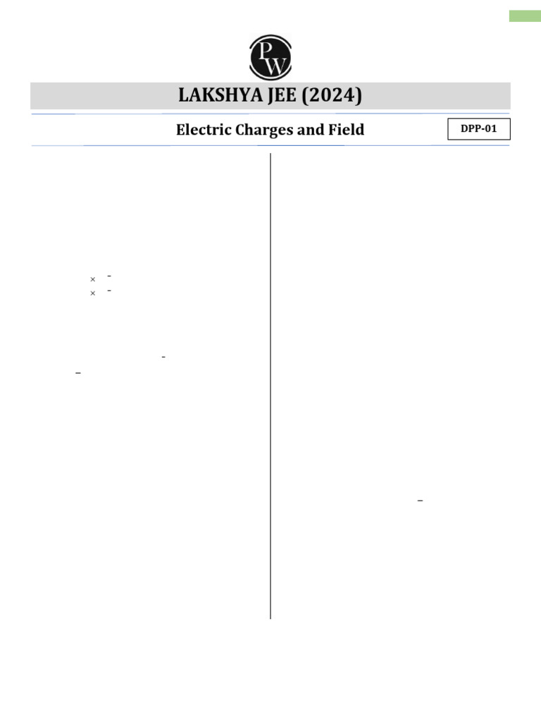 Electric Charges and Field DPP 01 | PDF