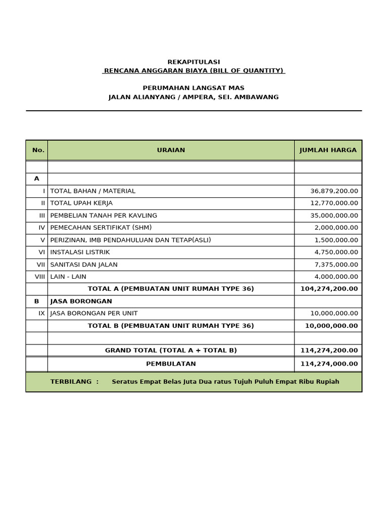 Seratus Empat Belas Juta Dua Ratus Tujuh Puluh Empat Ribu Rupiah | PDF