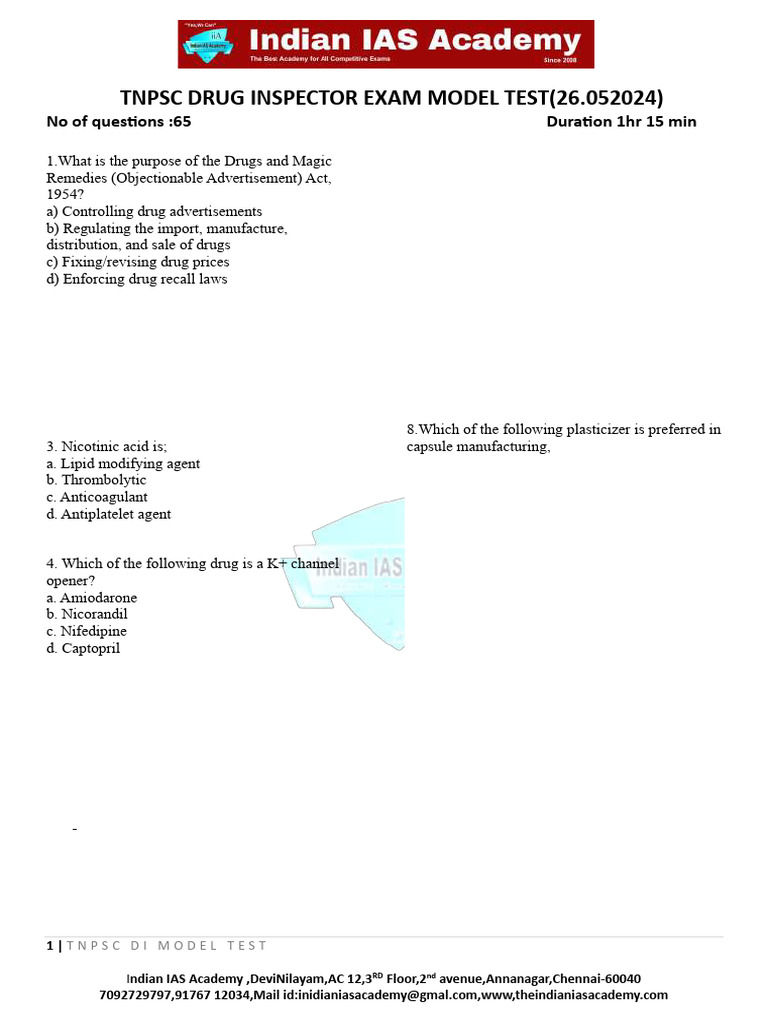 TNPSC Drug Inspector Exam 2024 Guide | PDF | Titration | Science ...