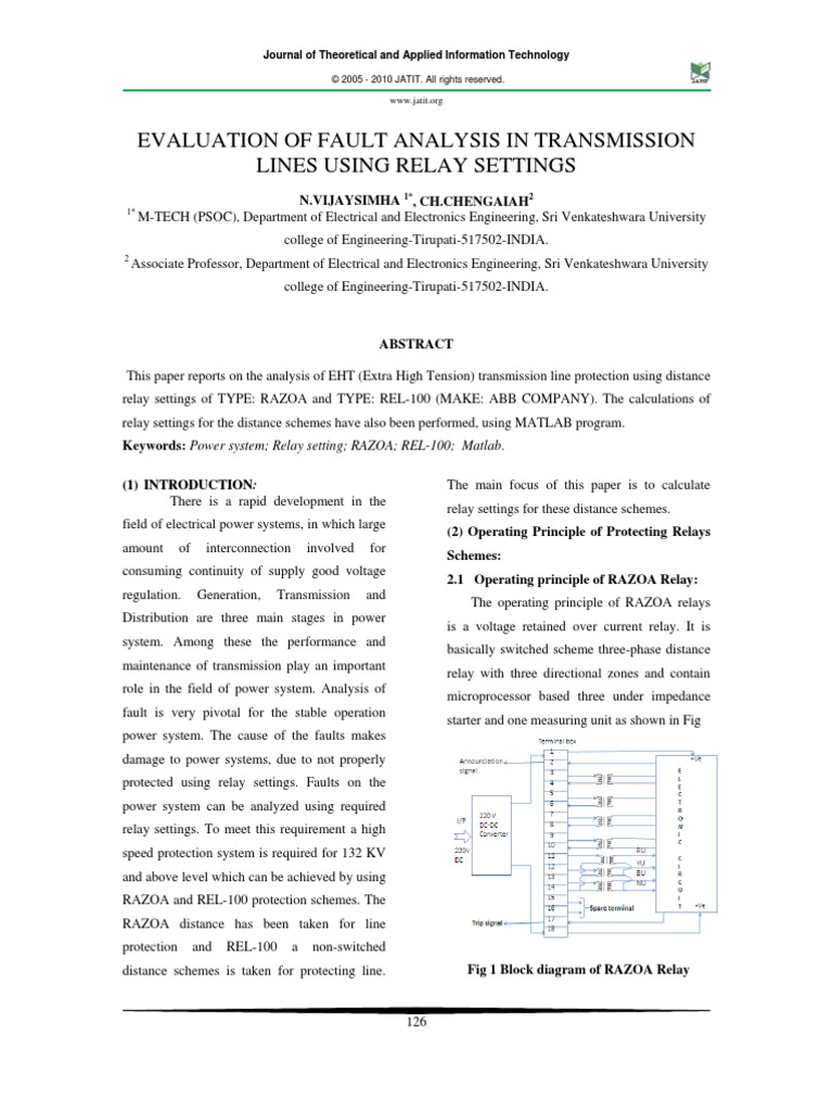 Evaluation of Fault Analysis in Transmission | PDF | Electrical ...