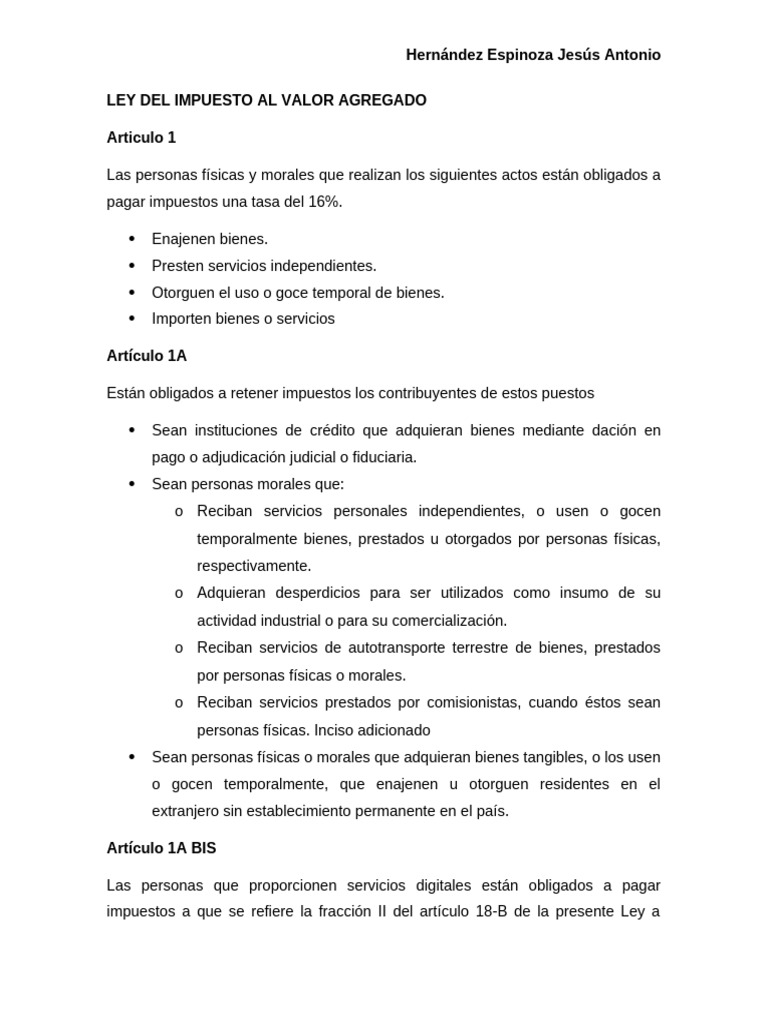 Ley Del Impuesto Al Valor Agregado | PDF