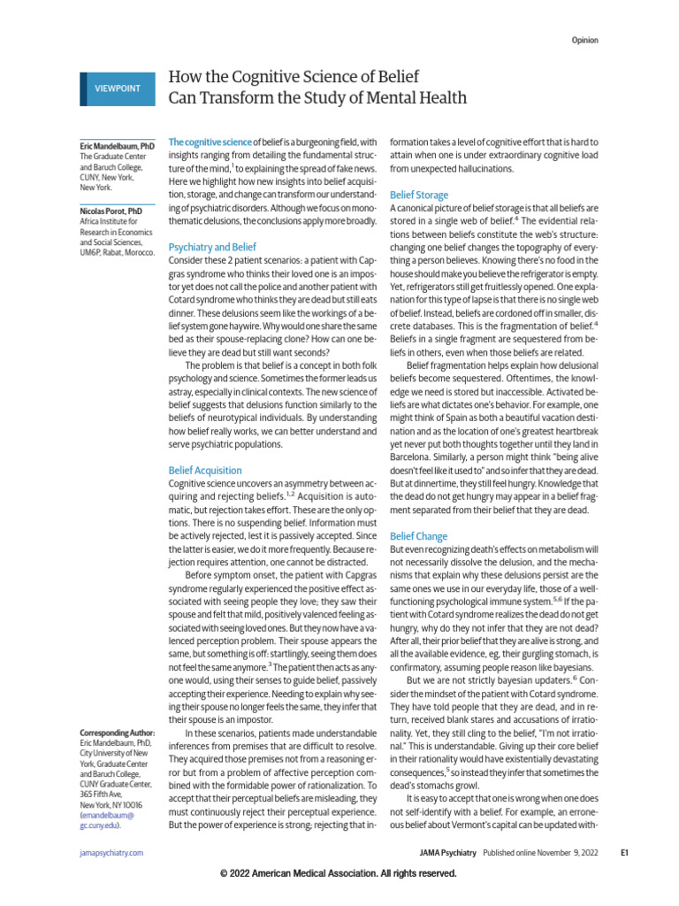 How The Cognitive Science of Belief | PDF