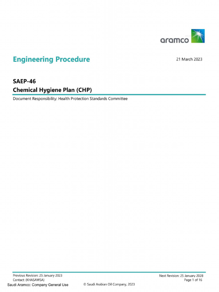 Chemical Hygiene Plan (CHP) - 01 | PDF