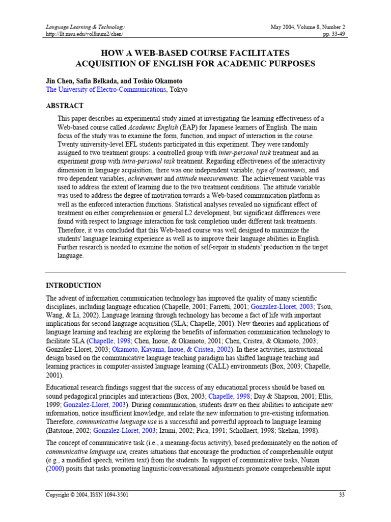 How A Web-Based Course Facilitates Acquisition of English For Academic ...