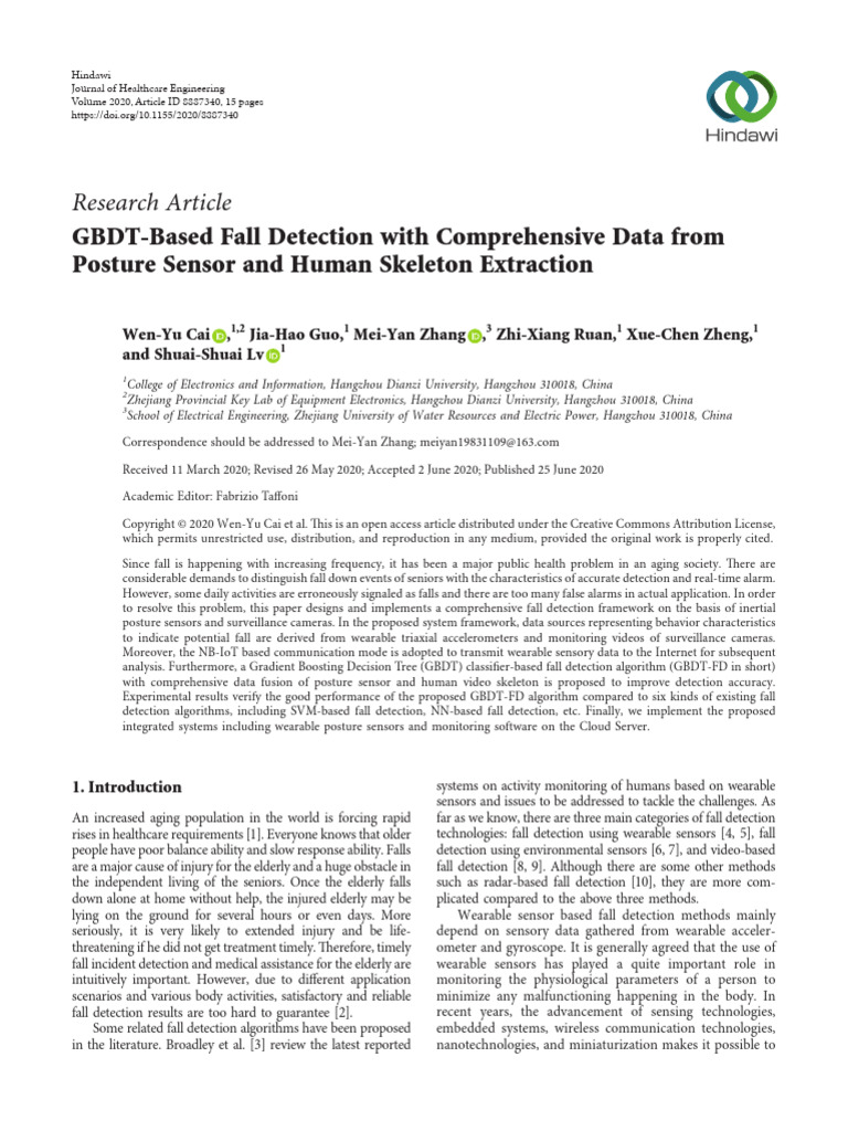 GBDTBased Fall Detection With Comp | PDF | Internet Of Things