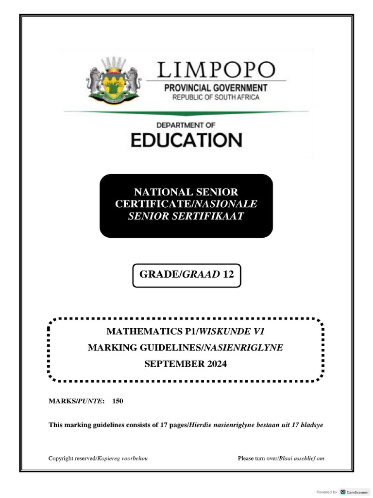 Maths P1 Memo | PDF