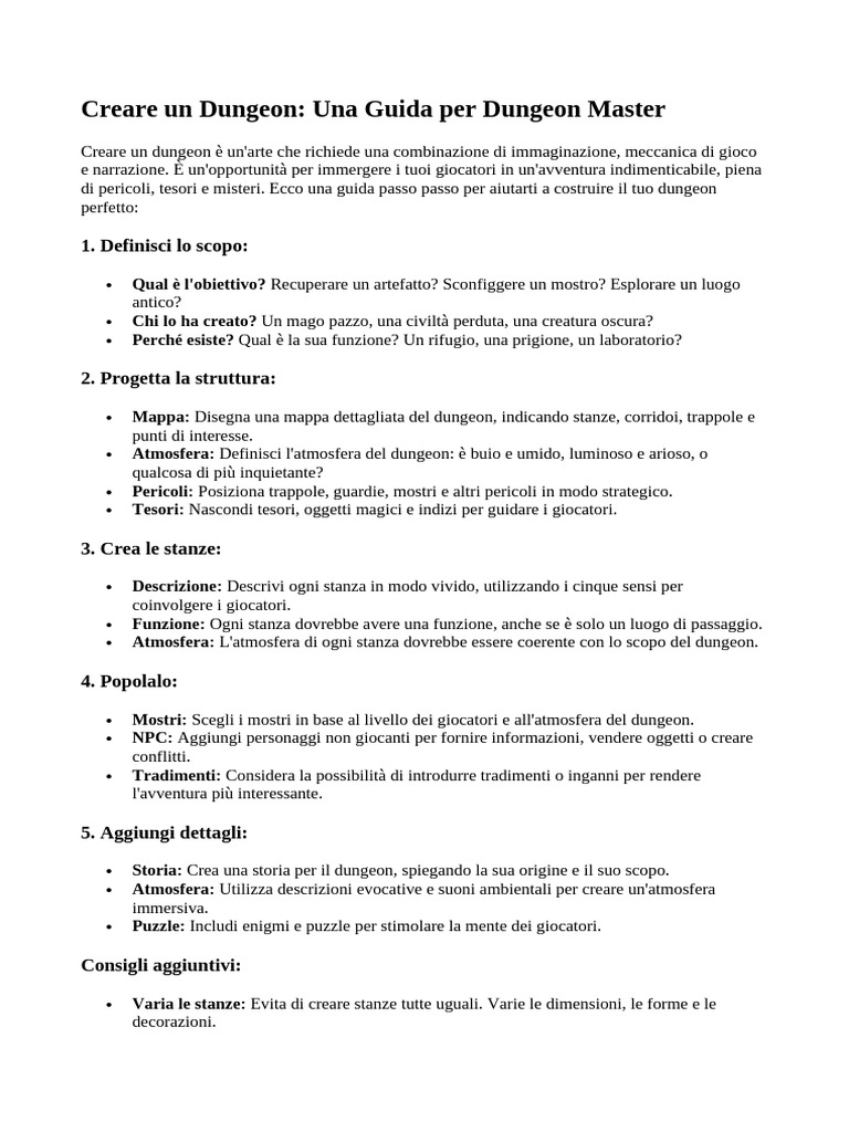 DUNGEONS AND DRAGONS Creare Un Dungeon | PDF