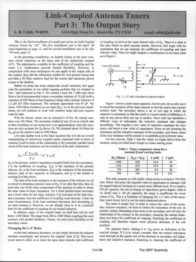 Link-Coupled Antenna Tuners: Part 3 | PDF | Inductor | Inductance