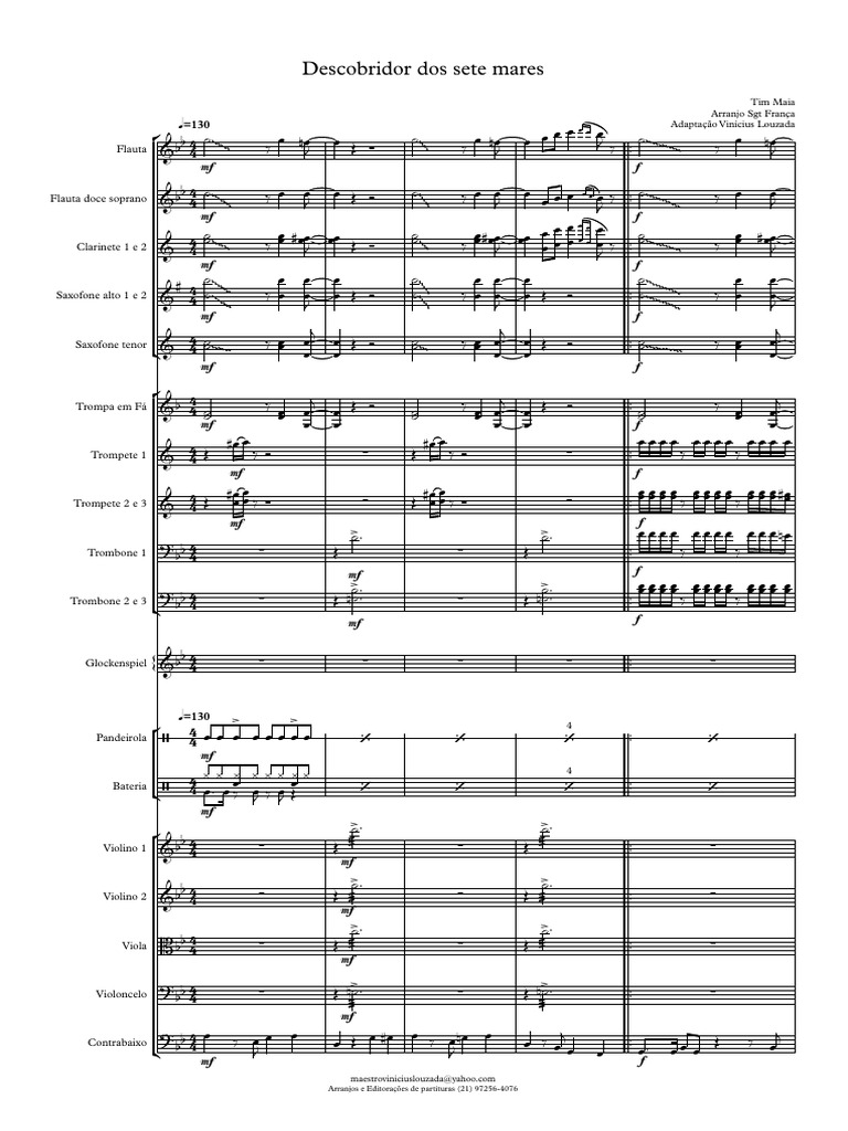 Descobridor Dos Sete Mares - Orquestra - Partitura Completa | PDF ...
