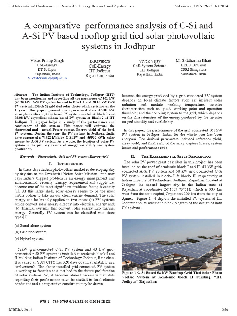A Comparative Performance Analysis of C-Si and A-Si PV Based Rooftop ...