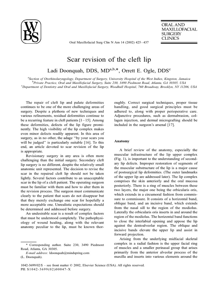 Scar Revision Of The Cleft Lip 2002 Oral And Maxillofacial Surgery