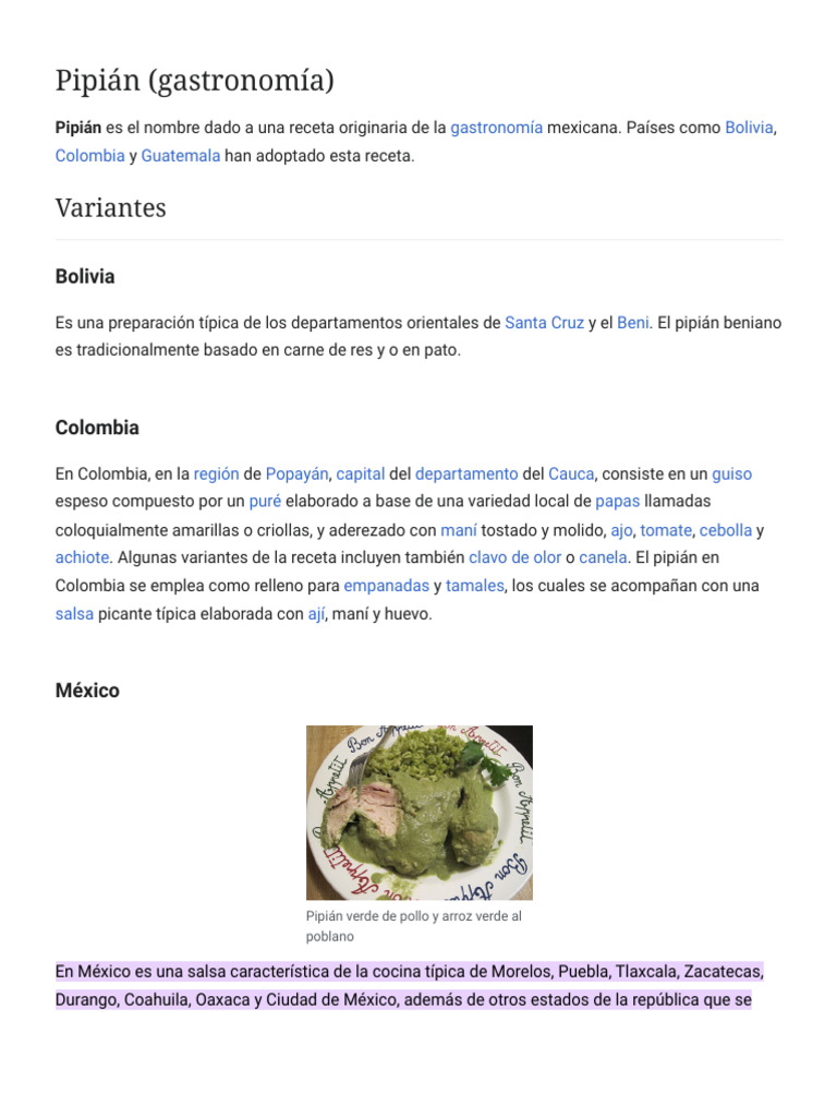 Pipián (Gastronomía) Wikipedia, La Enciclopedia Libre PDF