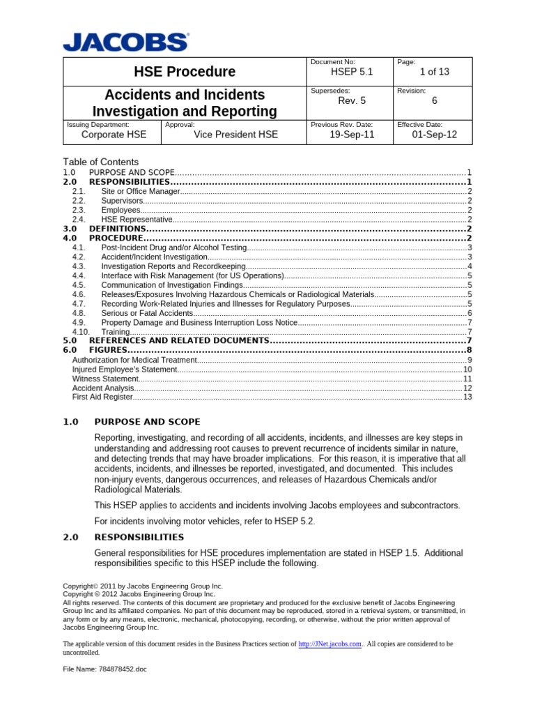 HSEP05-01 AccidentsIncidentsRev6 | PDF