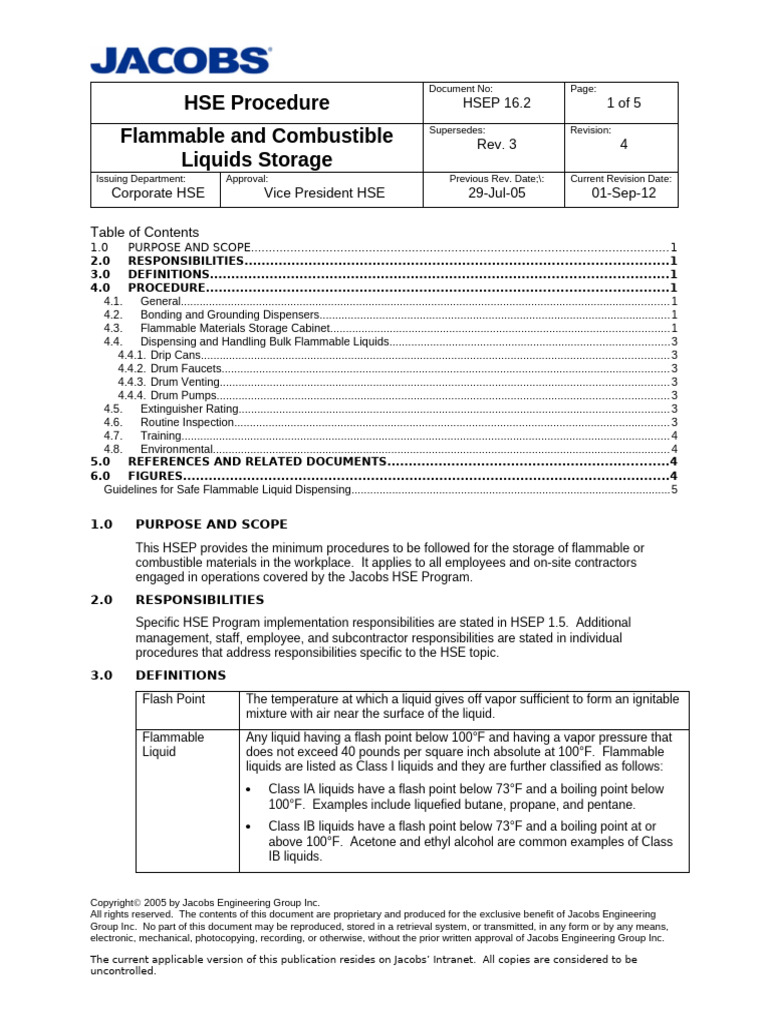 HSEP16-02 FlammableCombustibleRev4 | PDF