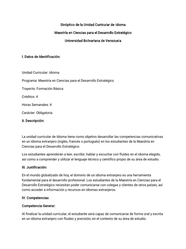 Sinóptico de Idiomas | PDF | Evaluación | Crecimiento personal y ...