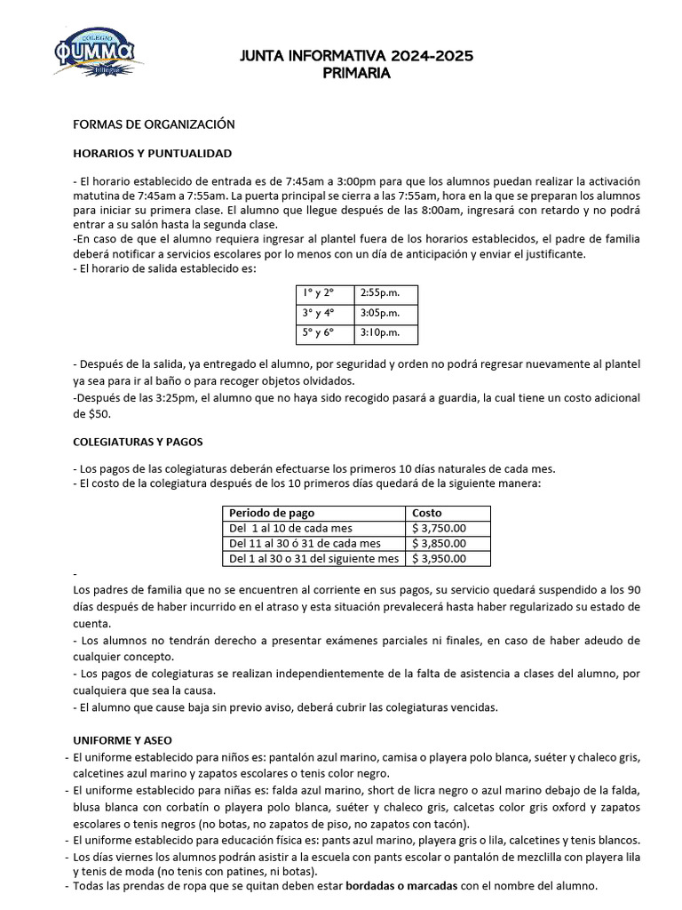 JUNTA INFORMATIVA 2024-2025 | PDF