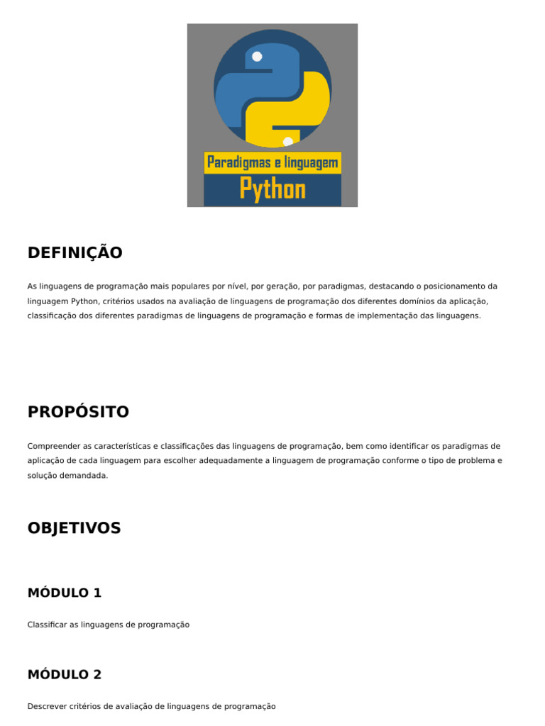 Paradigmas e Linguagem Python | PDF