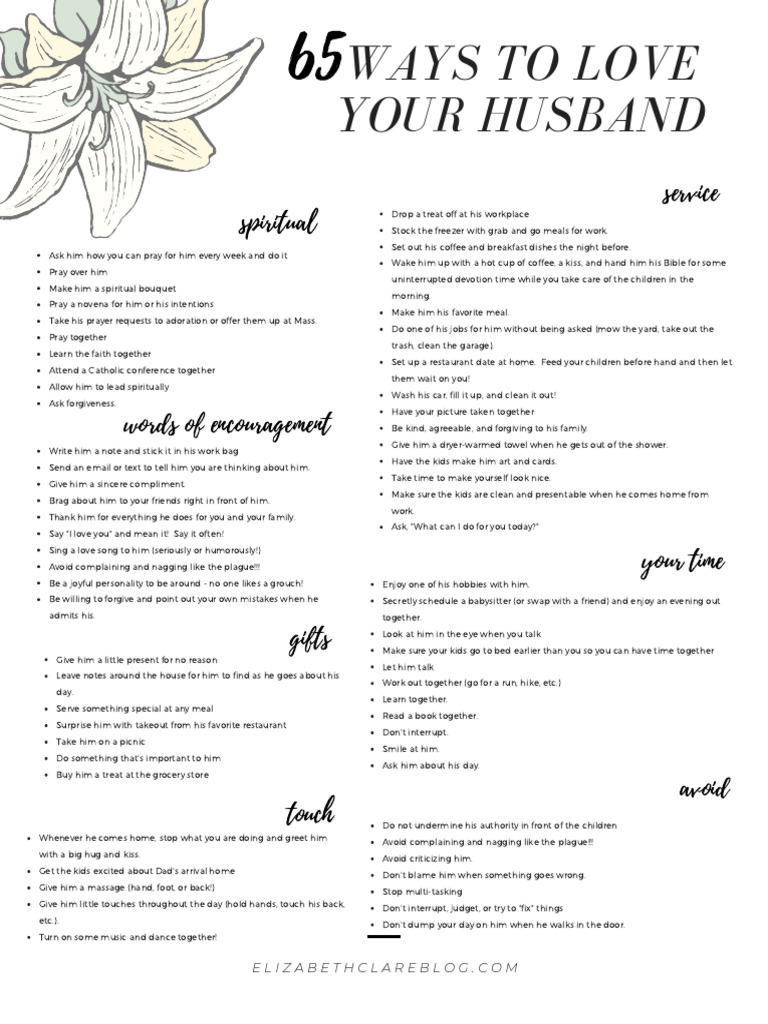 100 Ways to Love Your Husband | PDF