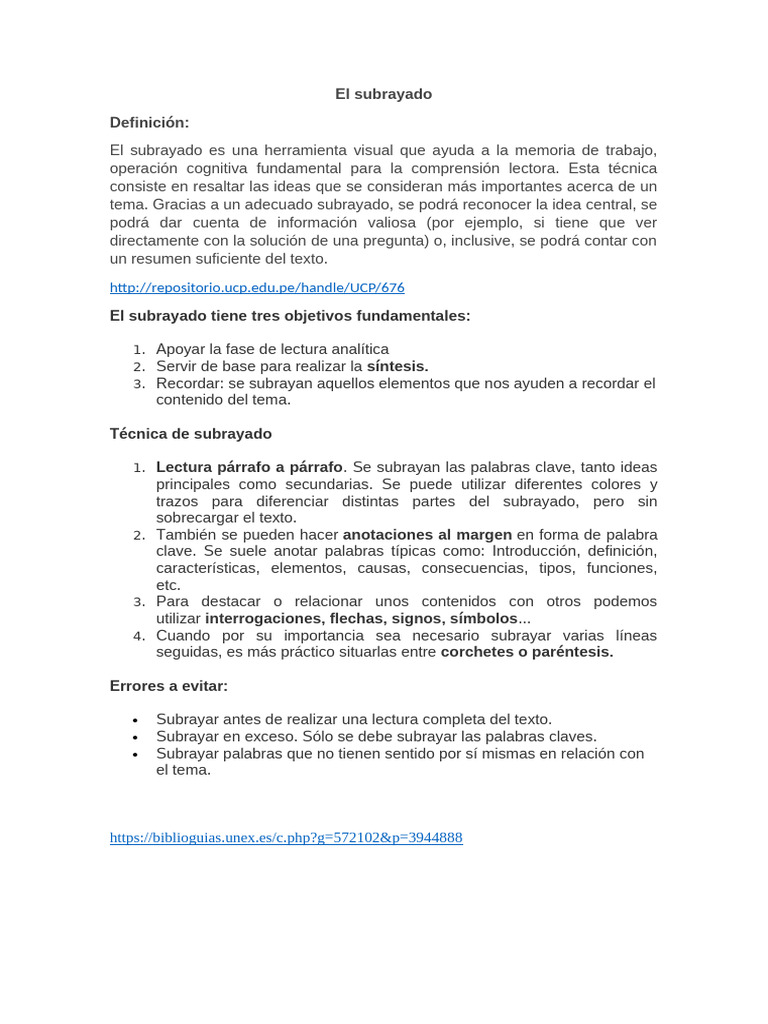 Qué es el subrayado y su técnica | PDF | Crecimiento personal y profesional