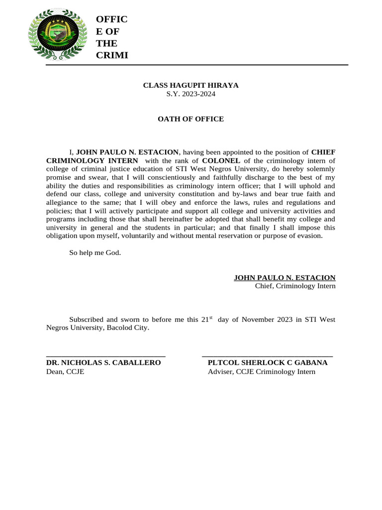 Oath of Office | PDF