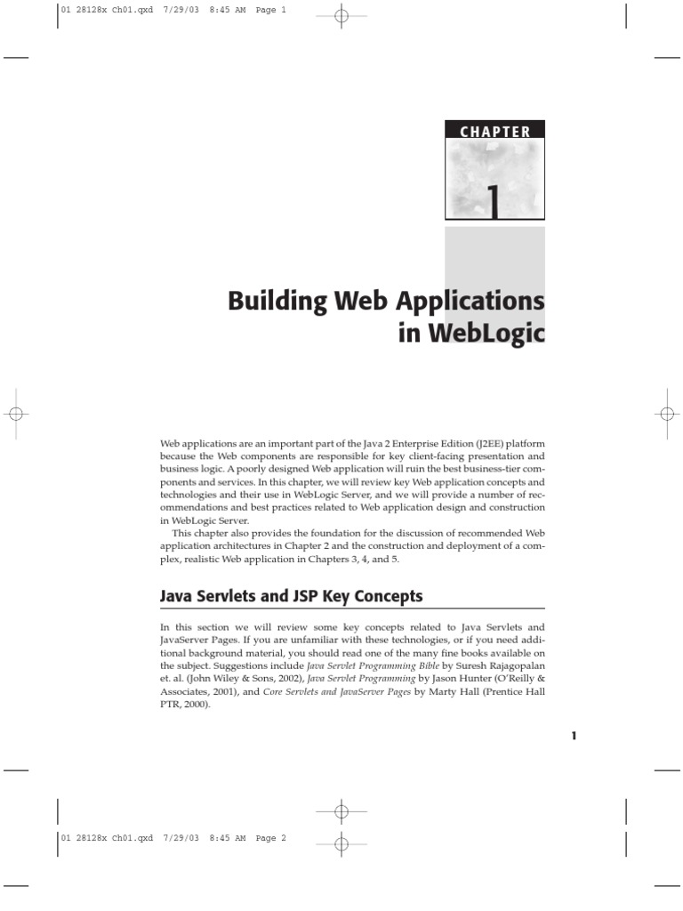 Building Web Applications in Weblogic: Java Servlets and JSP Key ...