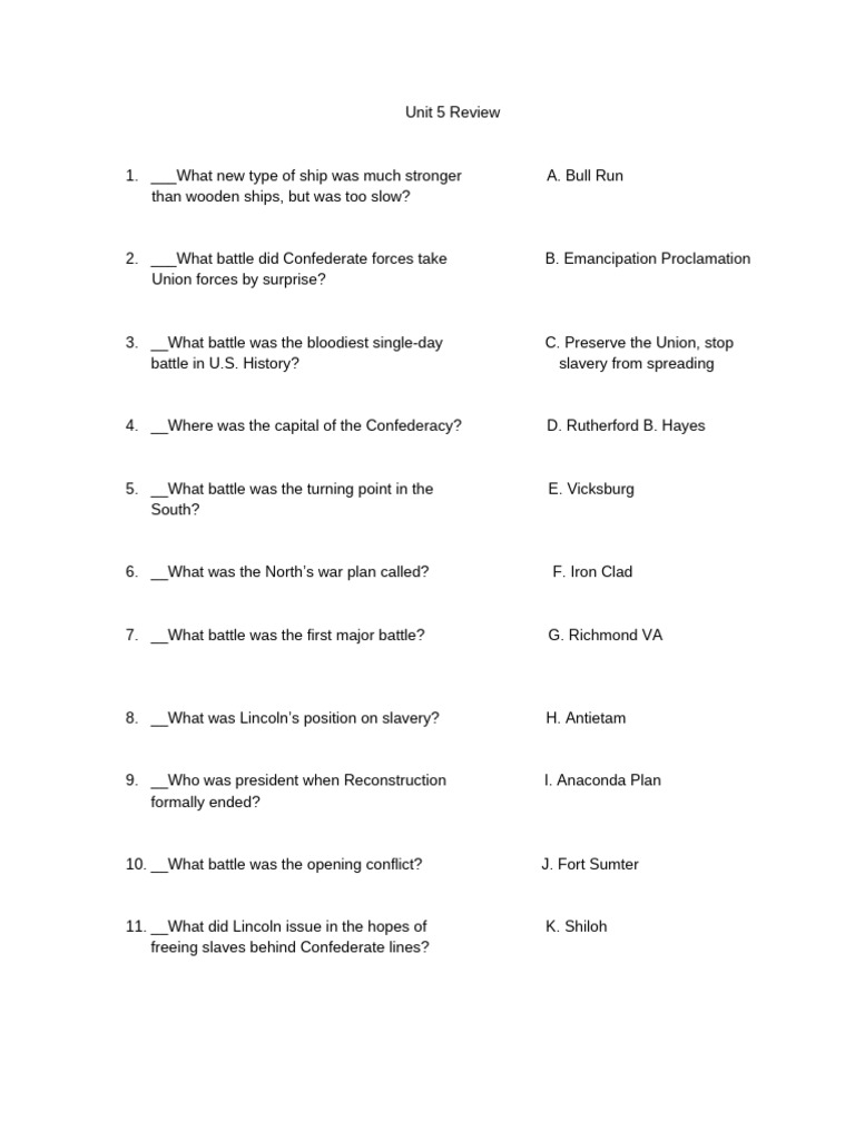 Unit 5 Review | PDF