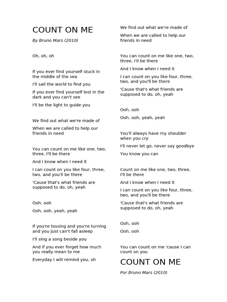 Count On Me - Bruno Mars | PDF