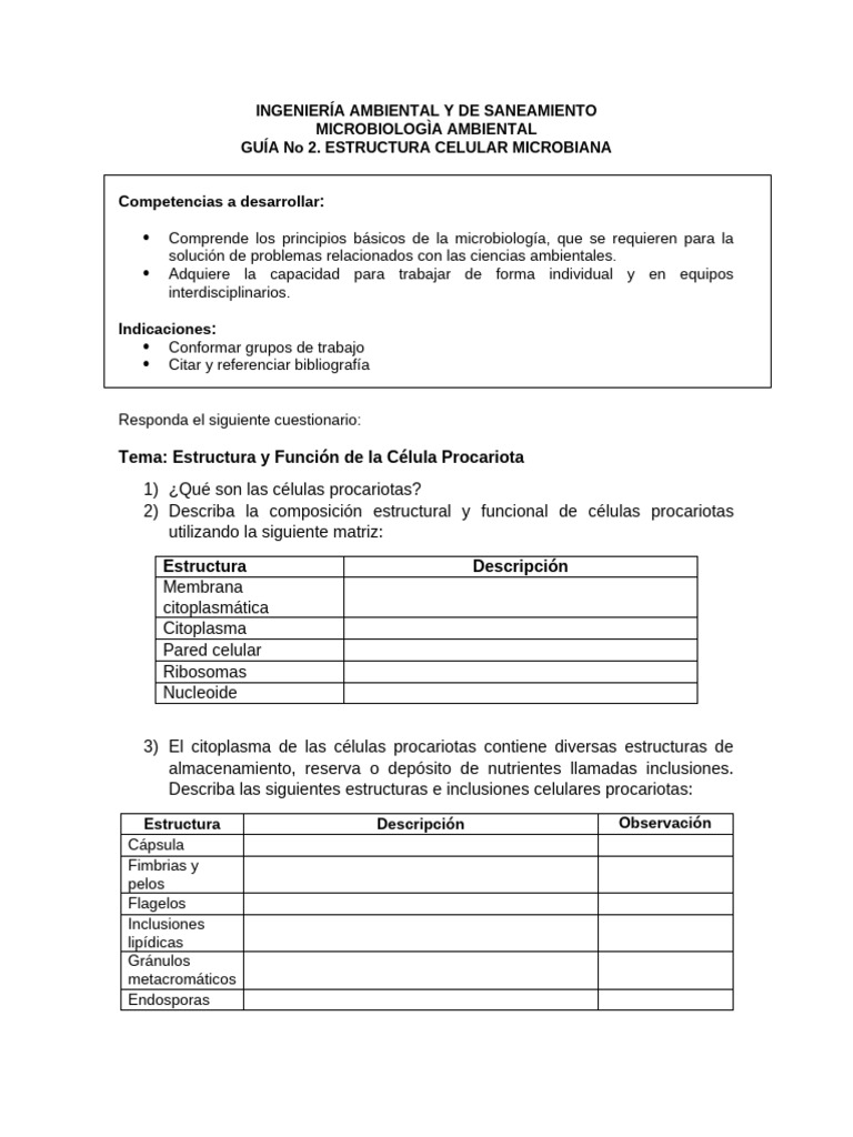 Taller 2 estructura celular procariota estudiantes pdf