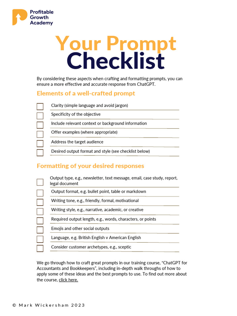 ChatGPT Prompt Checklist | PDF