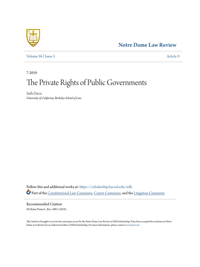 The Private Rights of Public Governments | PDF
