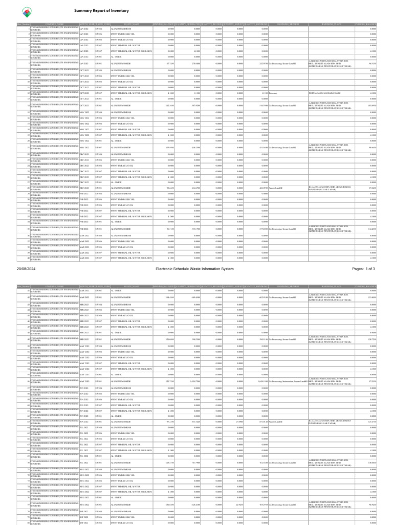 Summary report of inventory 20240820 pdf