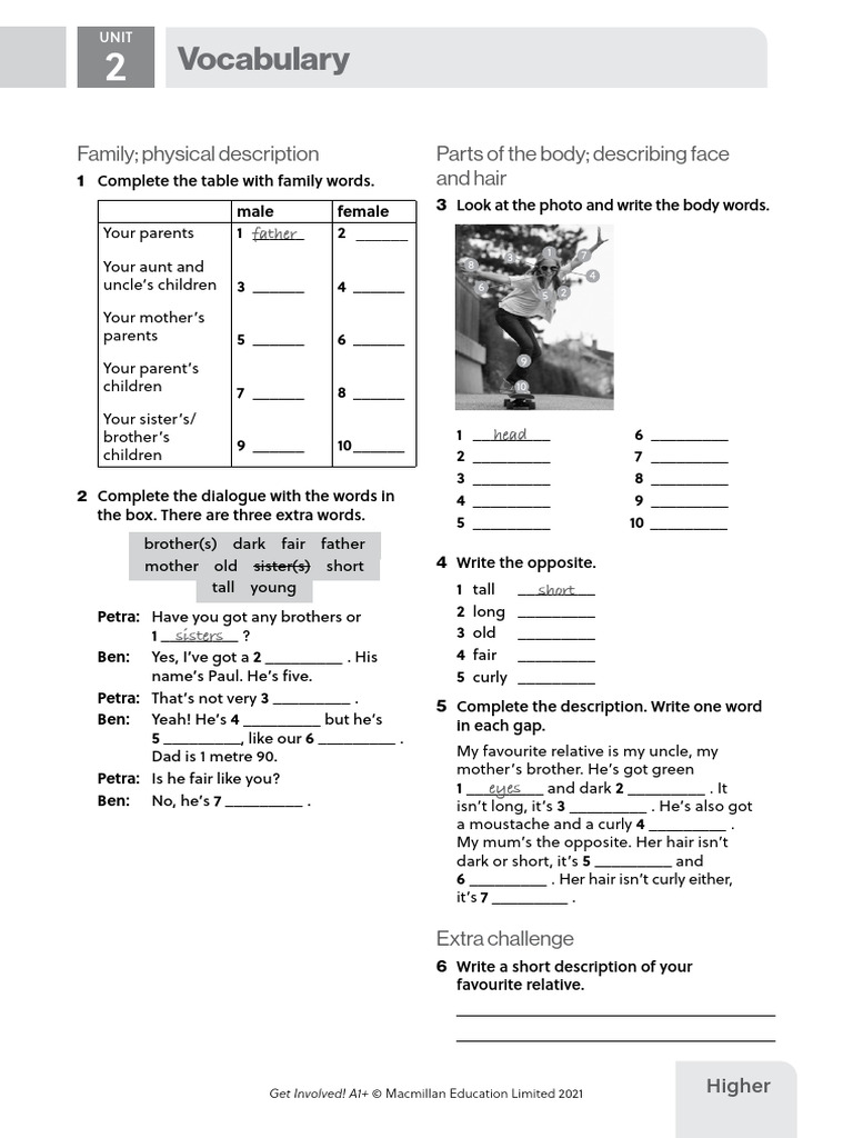 GI A1PLUS U2 Vocabulary Higher | PDF
