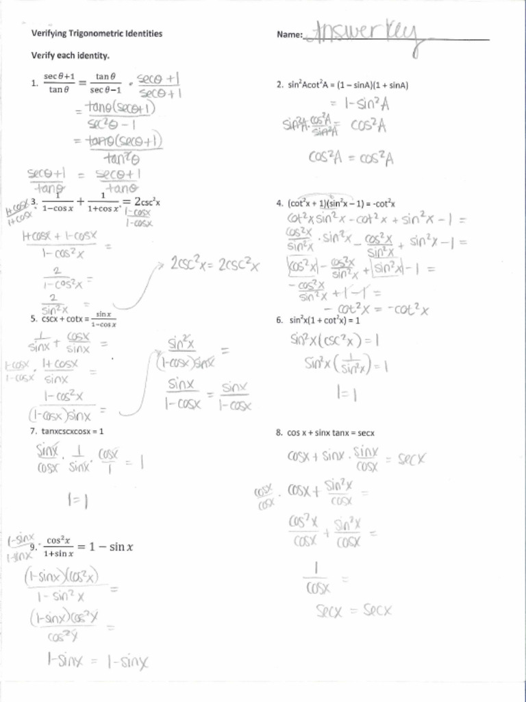 Verifying Trig Identities Kuta