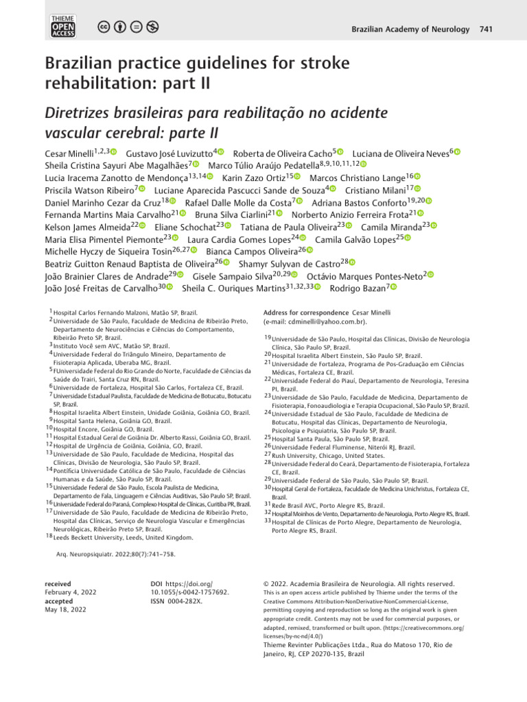 Brazilian Practice Guidelines For Stroke Rehabilitation. Parte 2 | PDF