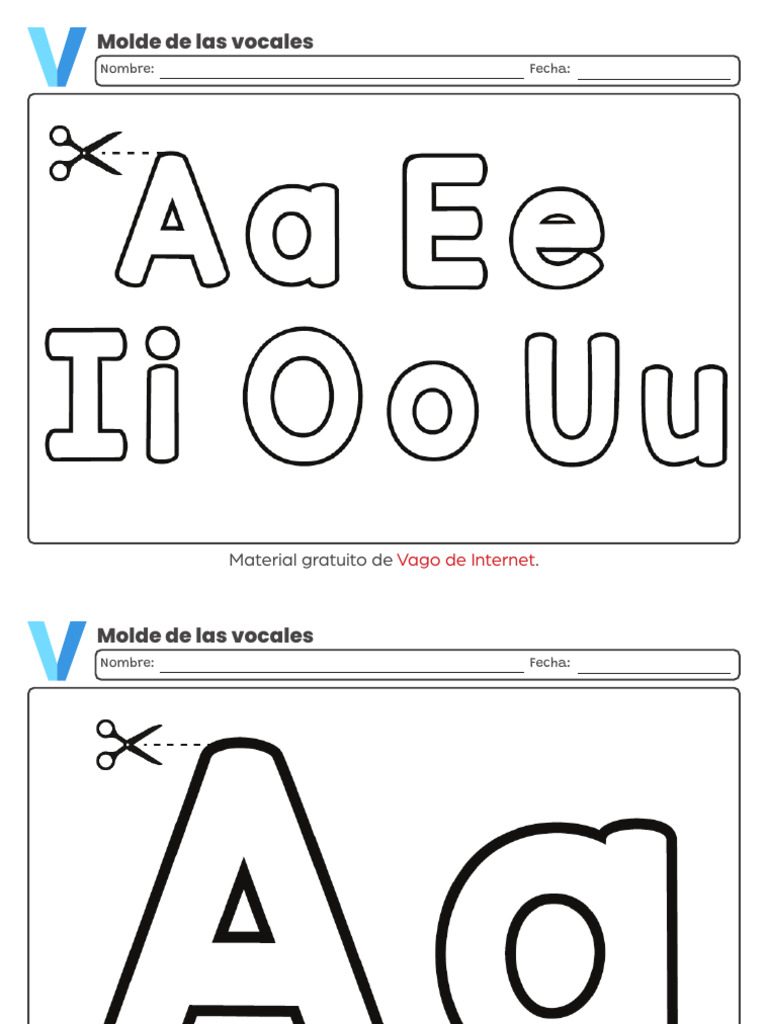 Moldes de Vocales para Imprimir | PDF | Artes del Lenguaje y ...