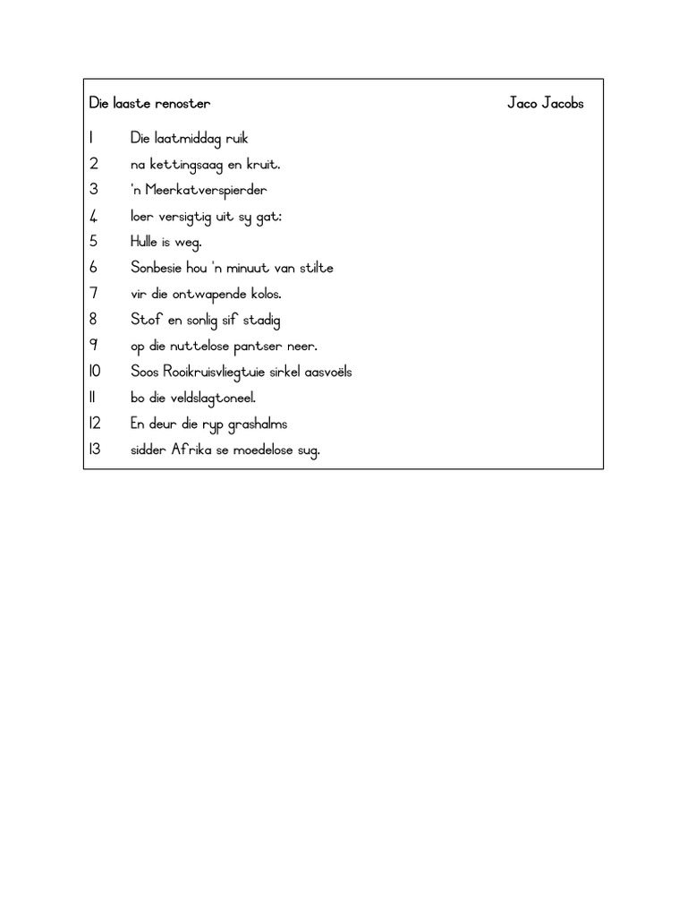 Die Laaste Renoster Jaco Jacobs | PDF
