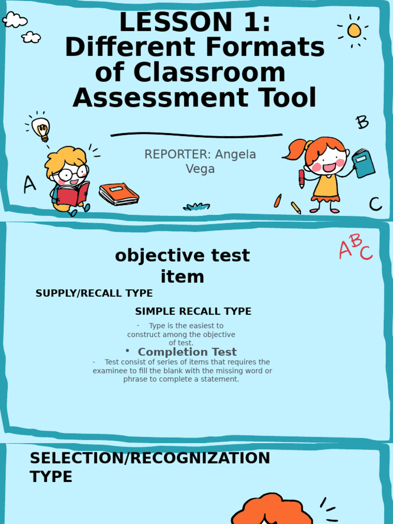 LESSON 1: Different Formats of Classroom Assessment Tool | PDF