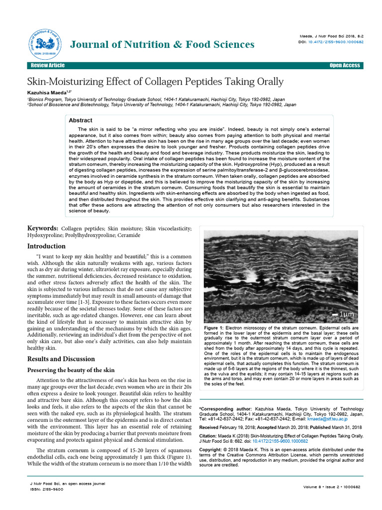 Skin Moisturizing Effect of Collagen Peptides Taking Orally | PDF