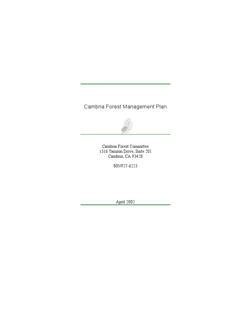 Cambria Forest Management Plan | PDF | Forestry | Disturbance (Ecology)