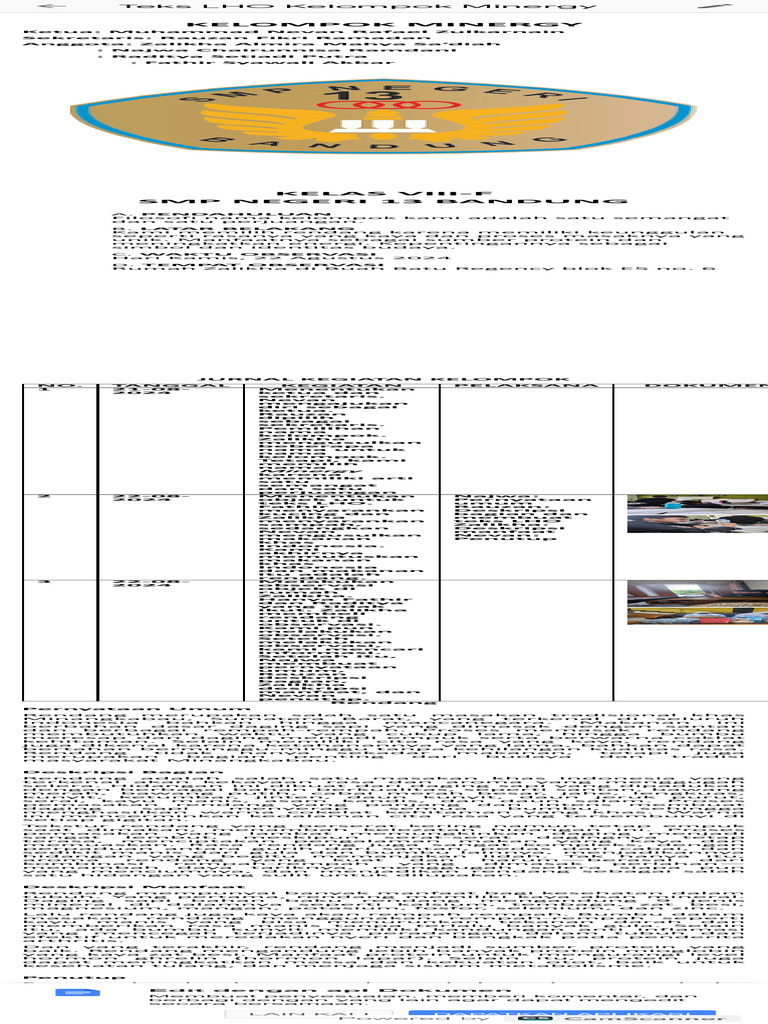 Teks LHO Kelompok Minergy | PDF