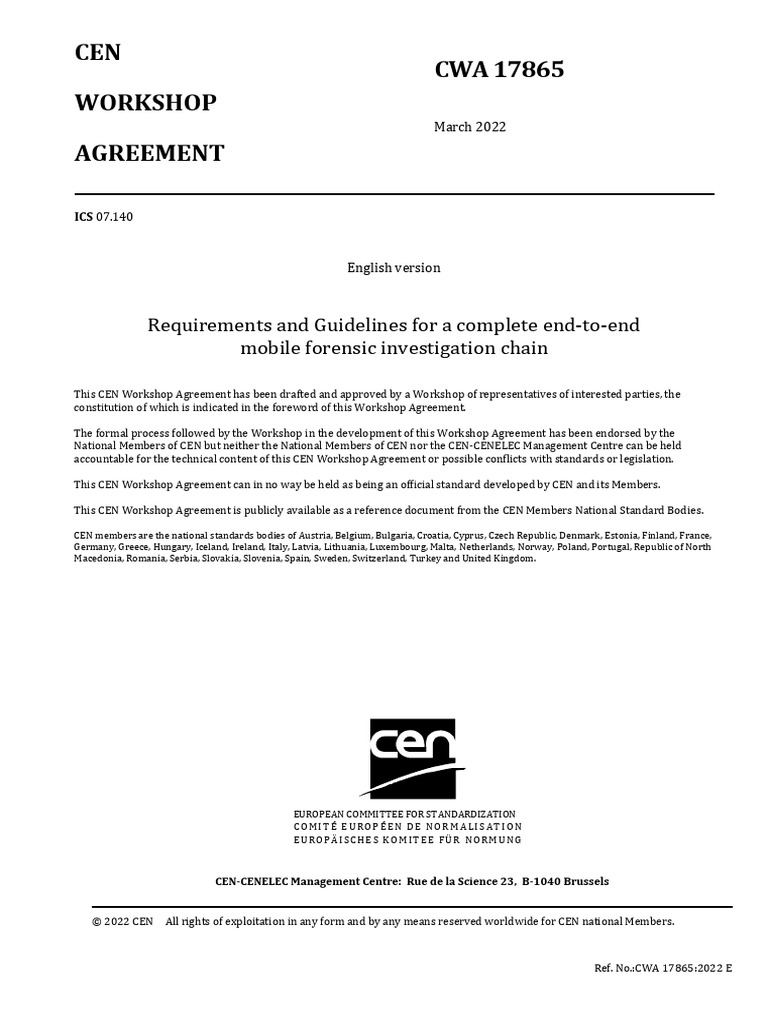 CWA 17865 CEN Workshop Agreement PDF CWA 17865 CEN Workshop Agreement PDF