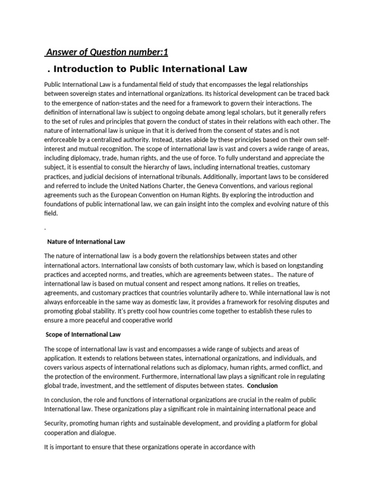 Overview of Public International Law | PDF | Treaty | International Law