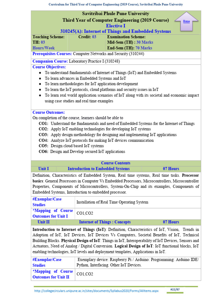 Syllabus IOT&ES | PDF