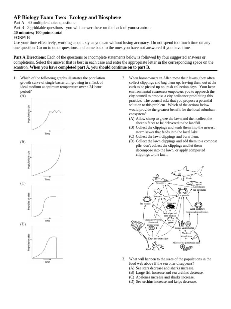 AP Biology Exam Two-Ecology-B 2012 | PDF