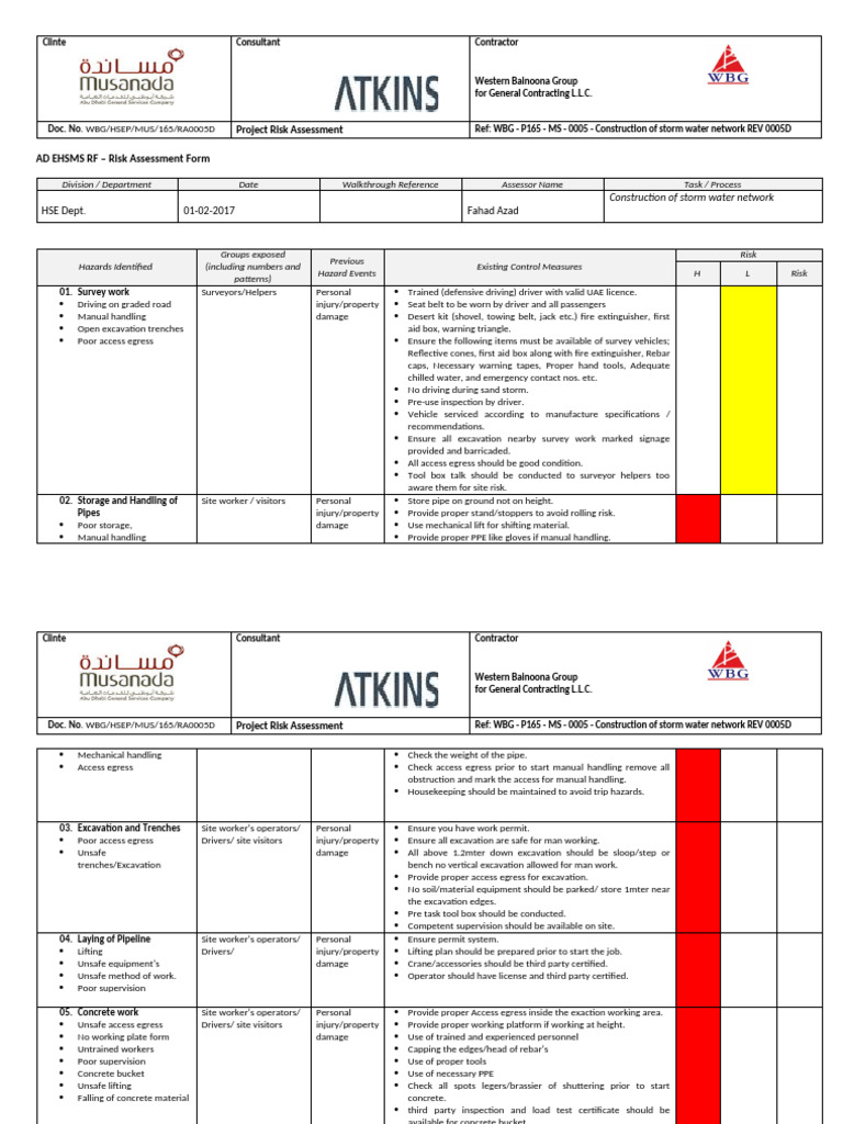 005 Risk Assessment For Strom Water Network | PDF | Traffic | Vehicles